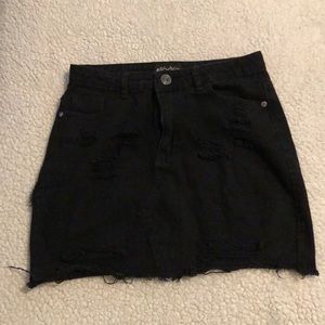Distressed Black mini skirt